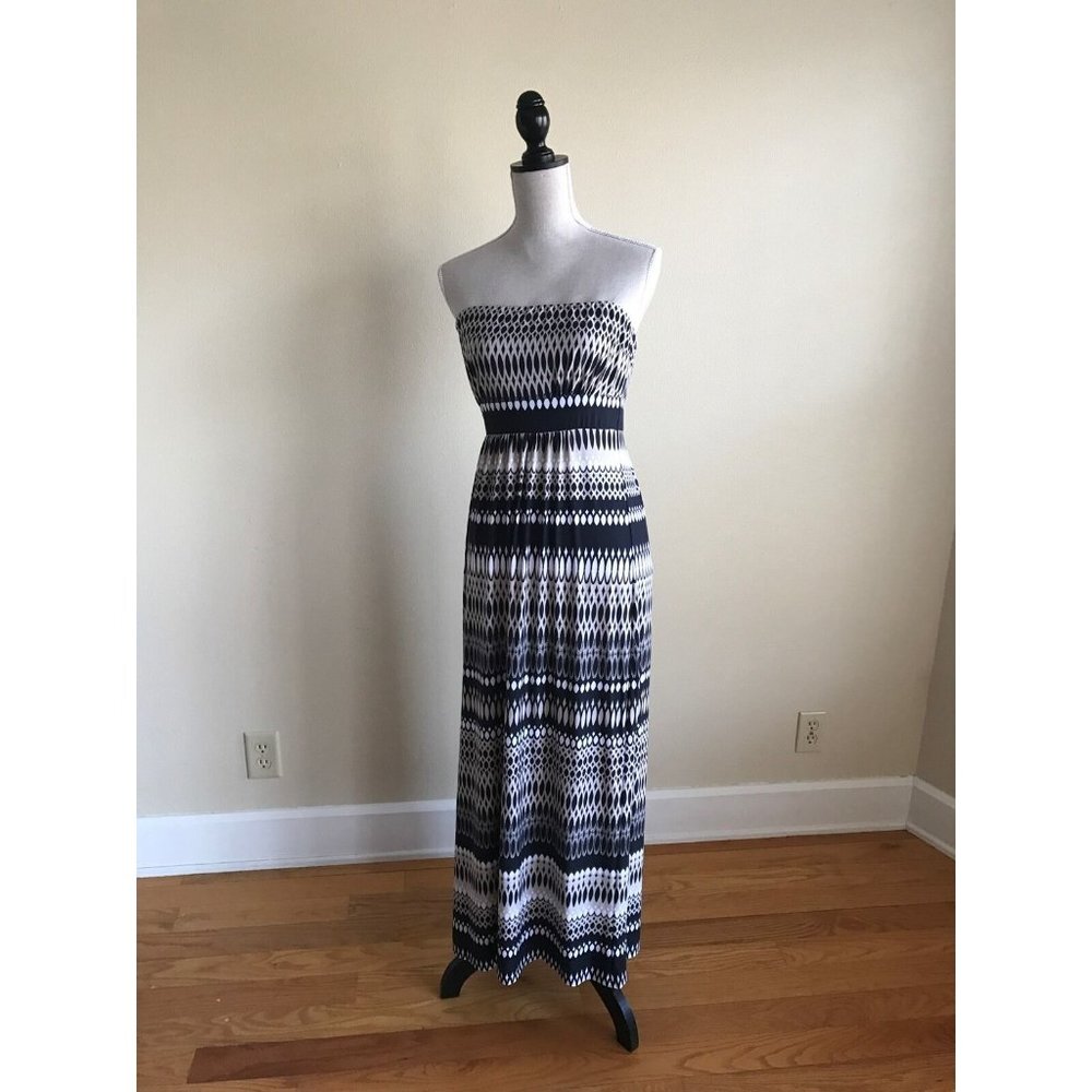 NWOT Soma Black White Tan Maxi Dress Size Small